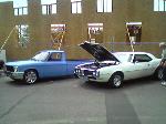 The luvalade and dads firebird at a show
