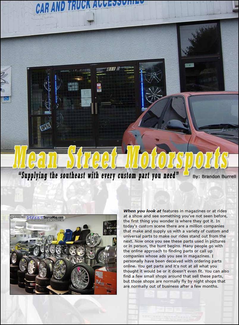 Mean Street Motorsports Tour